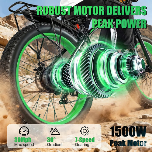 26" Fat Tire Electric Bike for Adults 48V 20Ah Battery 1000W Motor.