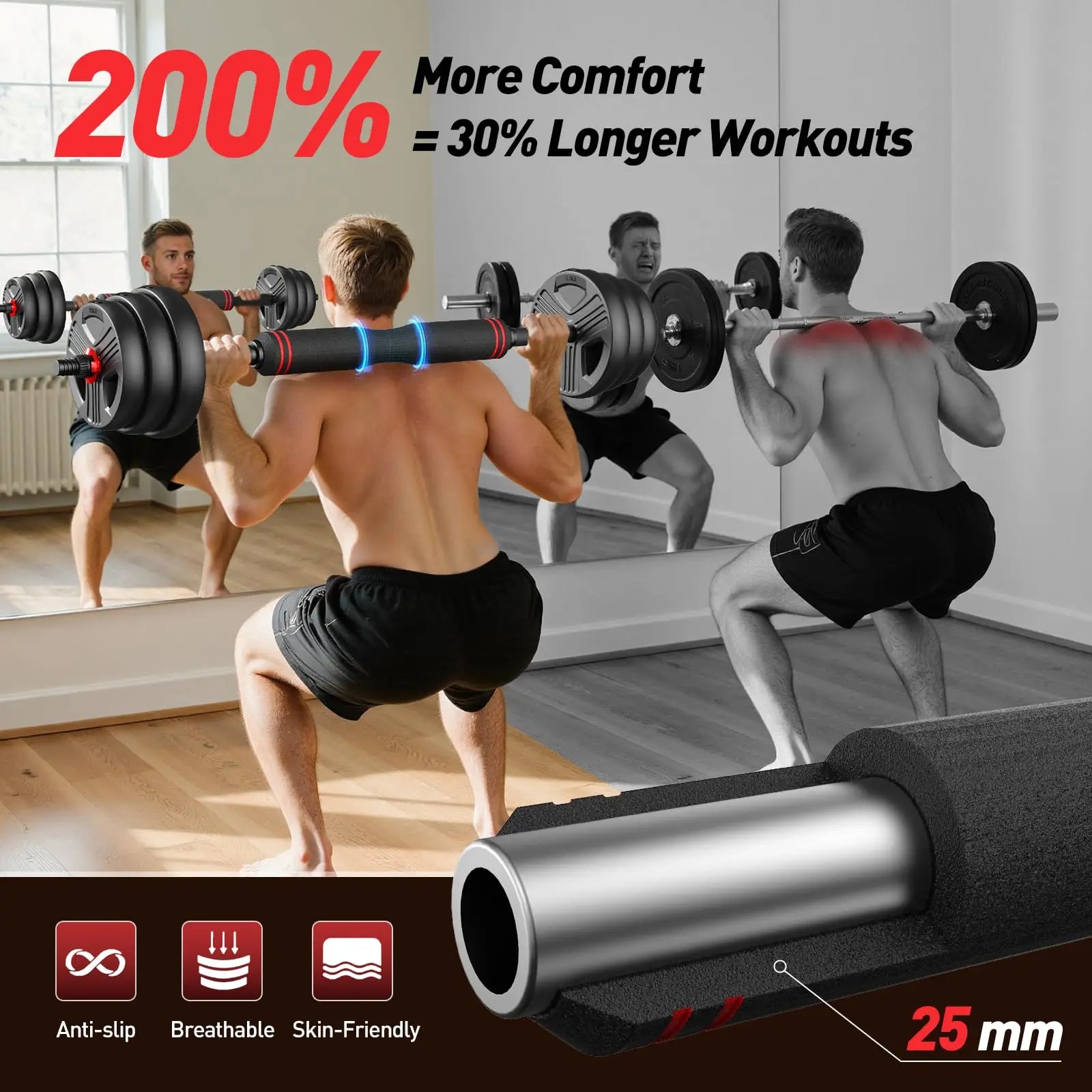 Adjustable 5 in 1 Free Weights Set, 20/35/45/70/90LB Dumbbell Set,