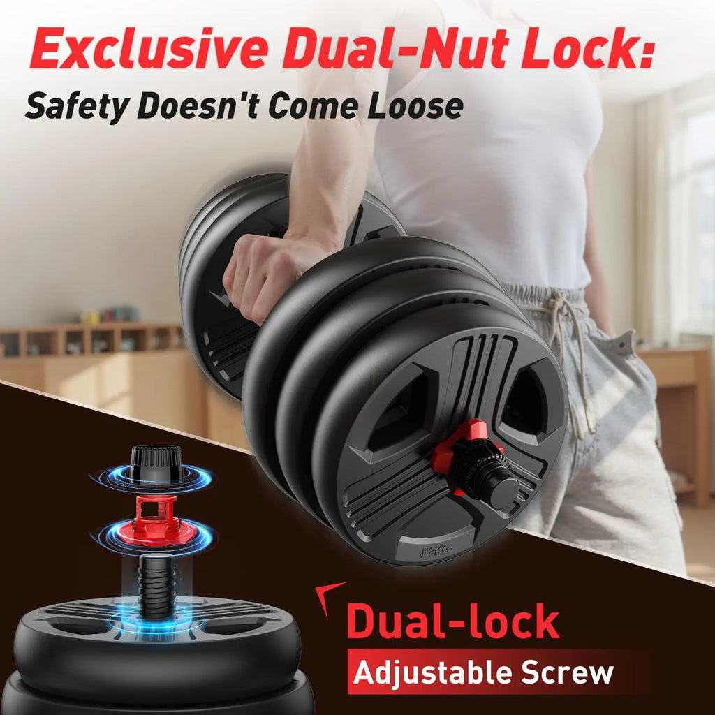 Adjustable 5 in 1 Free Weights Set, 20/35/45/70/90LB Dumbbell Set,