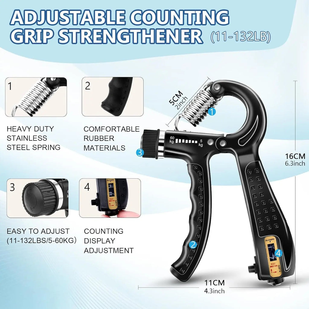 Grip Trainer Kit: Adjustable Hand Gripper,Finger/Hand Exercisers,