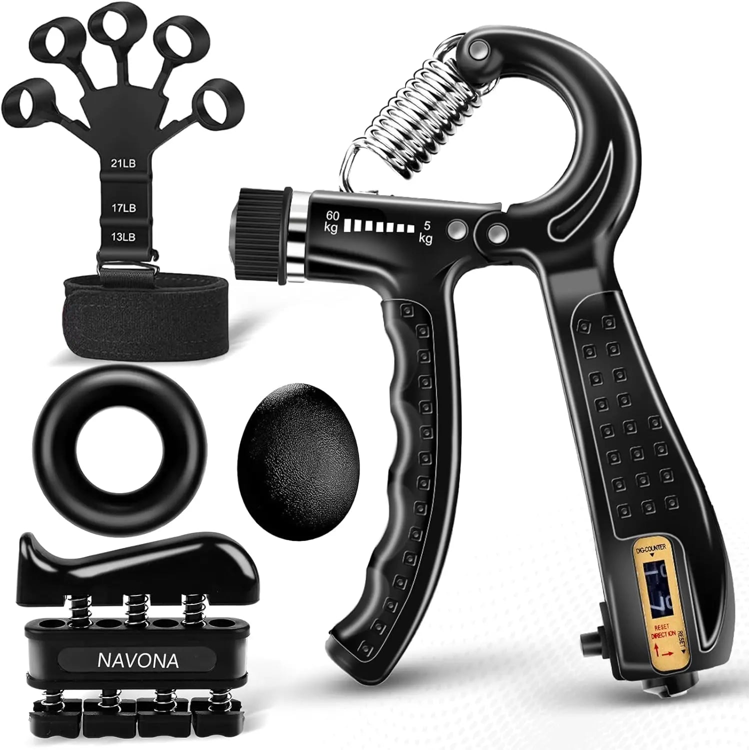 Grip Trainer Kit: Adjustable Hand Gripper,Finger/Hand Exercisers,