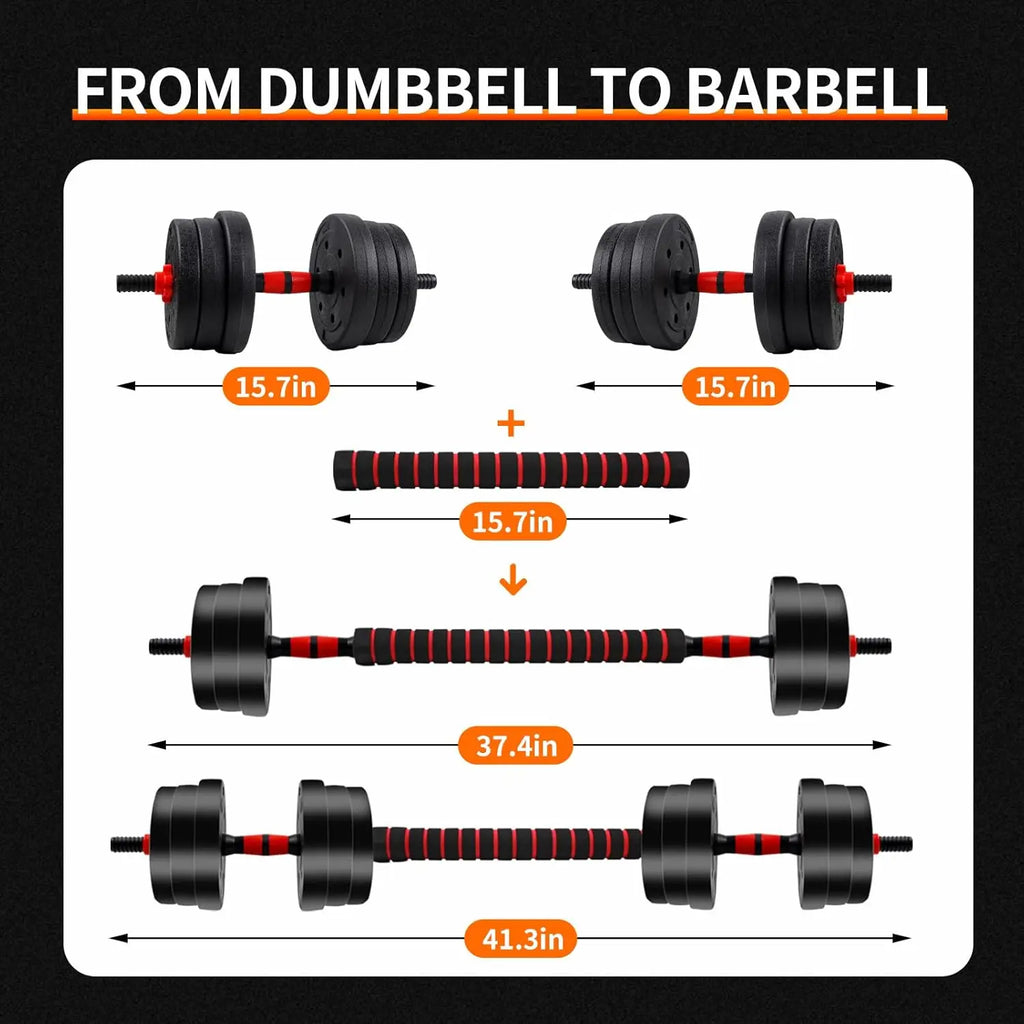 Adjustable Dumbbell to Barbell Set, Anti-Slip Grip,
