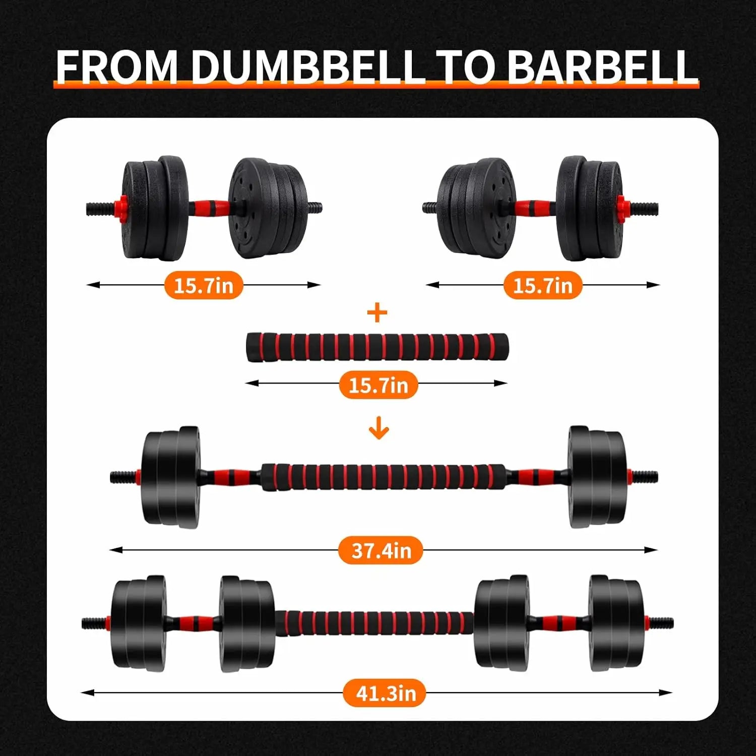 Adjustable Dumbbell to Barbell Set, Anti-Slip Grip,