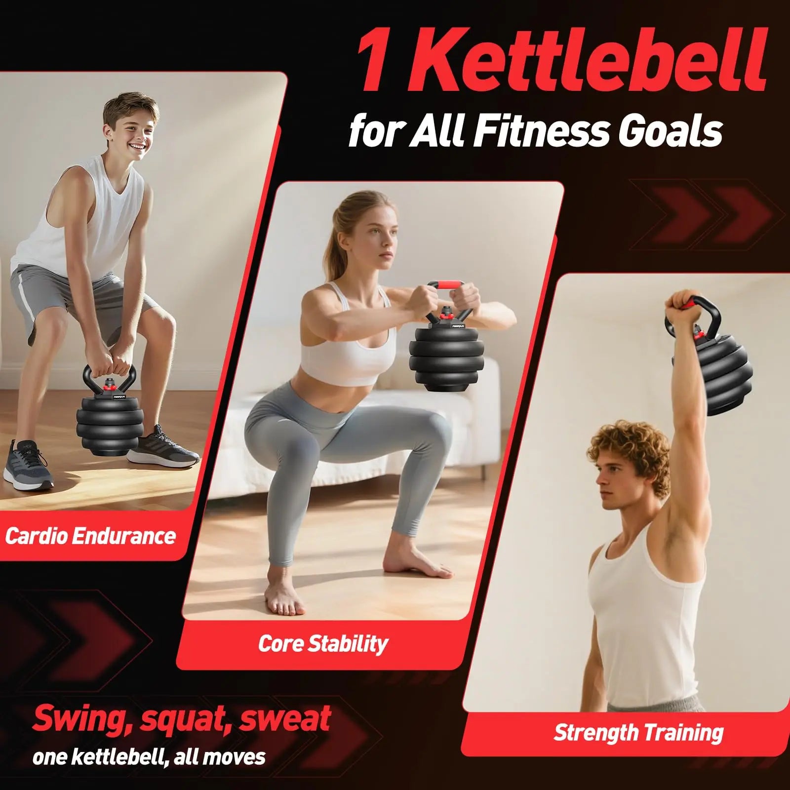 Adjustable 5 in 1 Free Weights Set, 20/35/45/70/90LB Dumbbell Set,