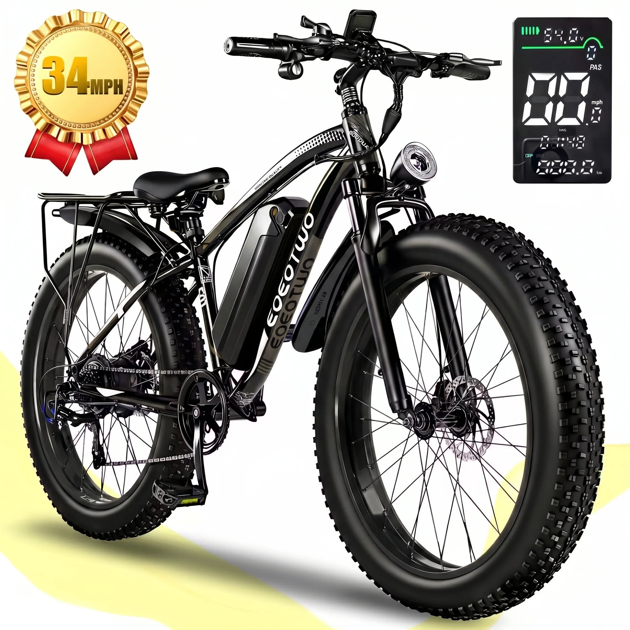1500W Electric Bike 48V 15Ah Battery 26" 4.0 Fat Tire.