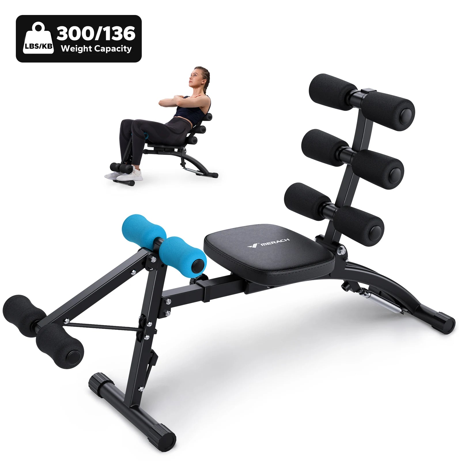 MERACH Ab Machine Multi-Functional Adjustable Ab Trainer.