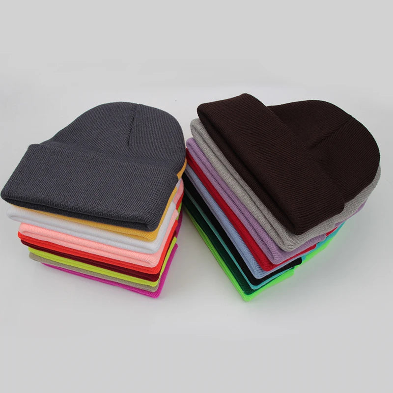 Solid Unisex Beanie Autumn Winter Wool Blends Hat
