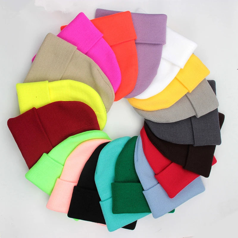 Solid Unisex Beanie Autumn Winter Wool Blends Hat