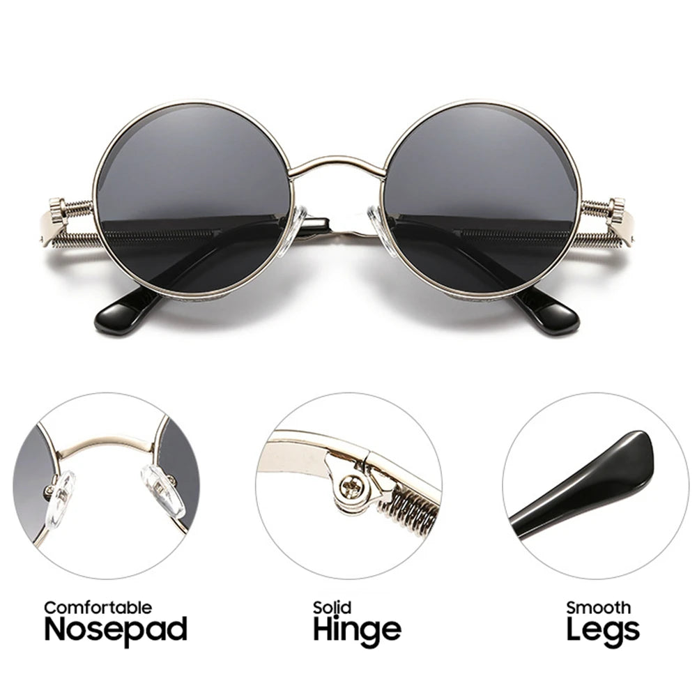 VIVIBEE Vintage Steampunk Red Sunglasses Men