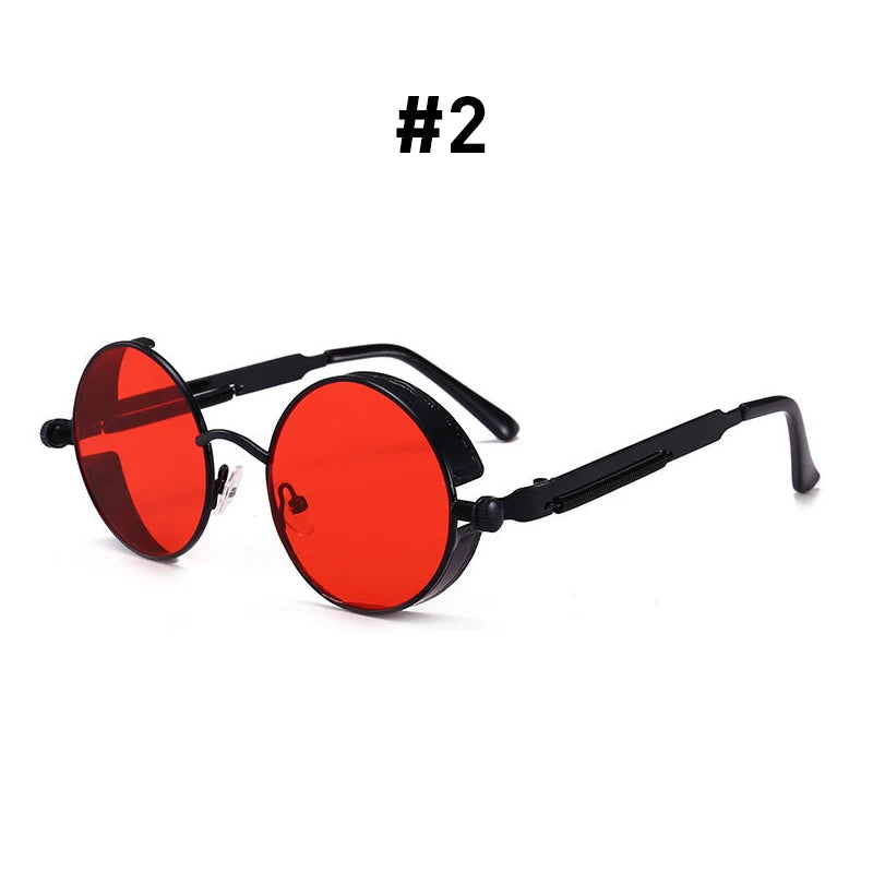 VIVIBEE Vintage Steampunk Red Sunglasses Men