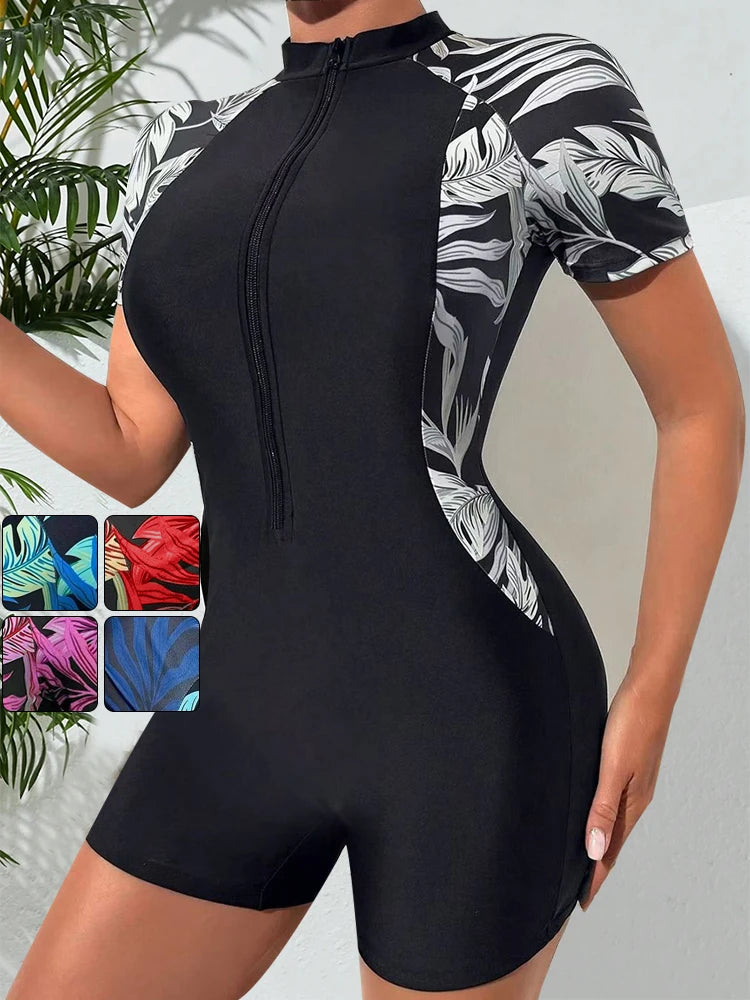 One Piece Floral Swimwear Swim Suit.