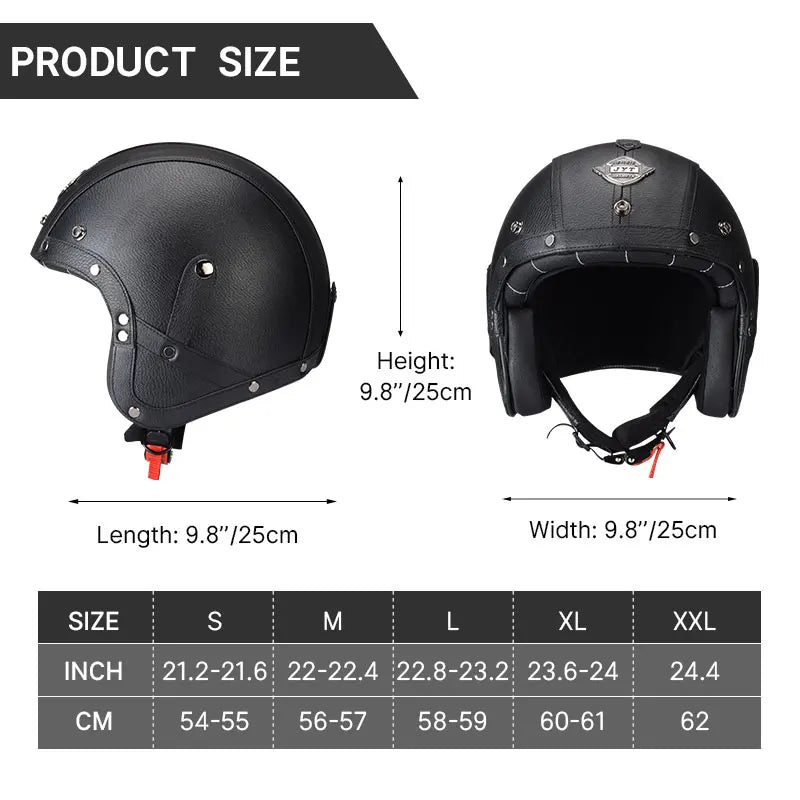 Vintage Motorcycle Helmet Men's Four season Cruise Scooter.