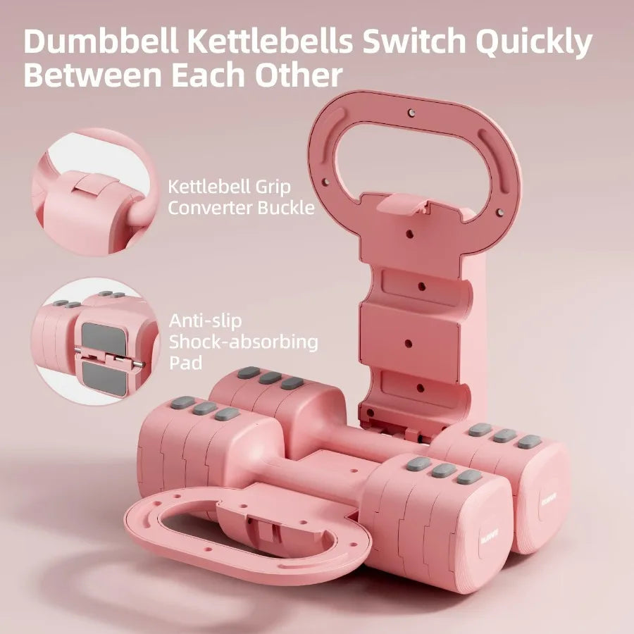 Lightweight Adjustable Dumbbell Kettlebell Set.