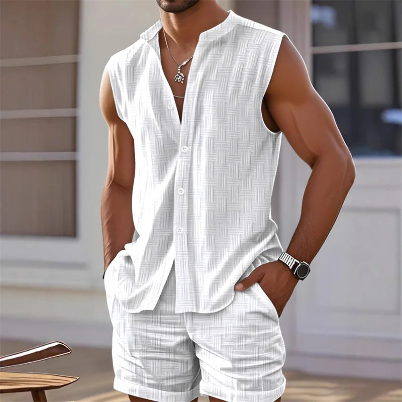 2025 New Men's Vest Shirt, Sleeveless Top and Shorts.