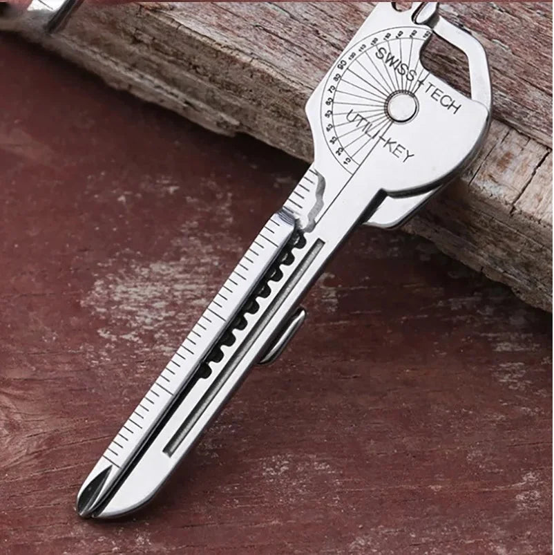 8-in-1 Multi-Tool Keychain for Camping & Survival.
