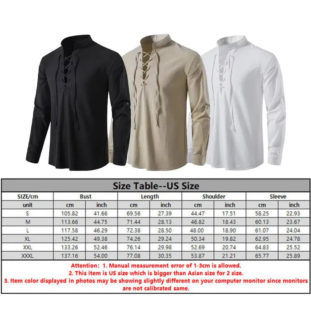 2pcs Set Men's Cotton Linen Shirt and Pants.