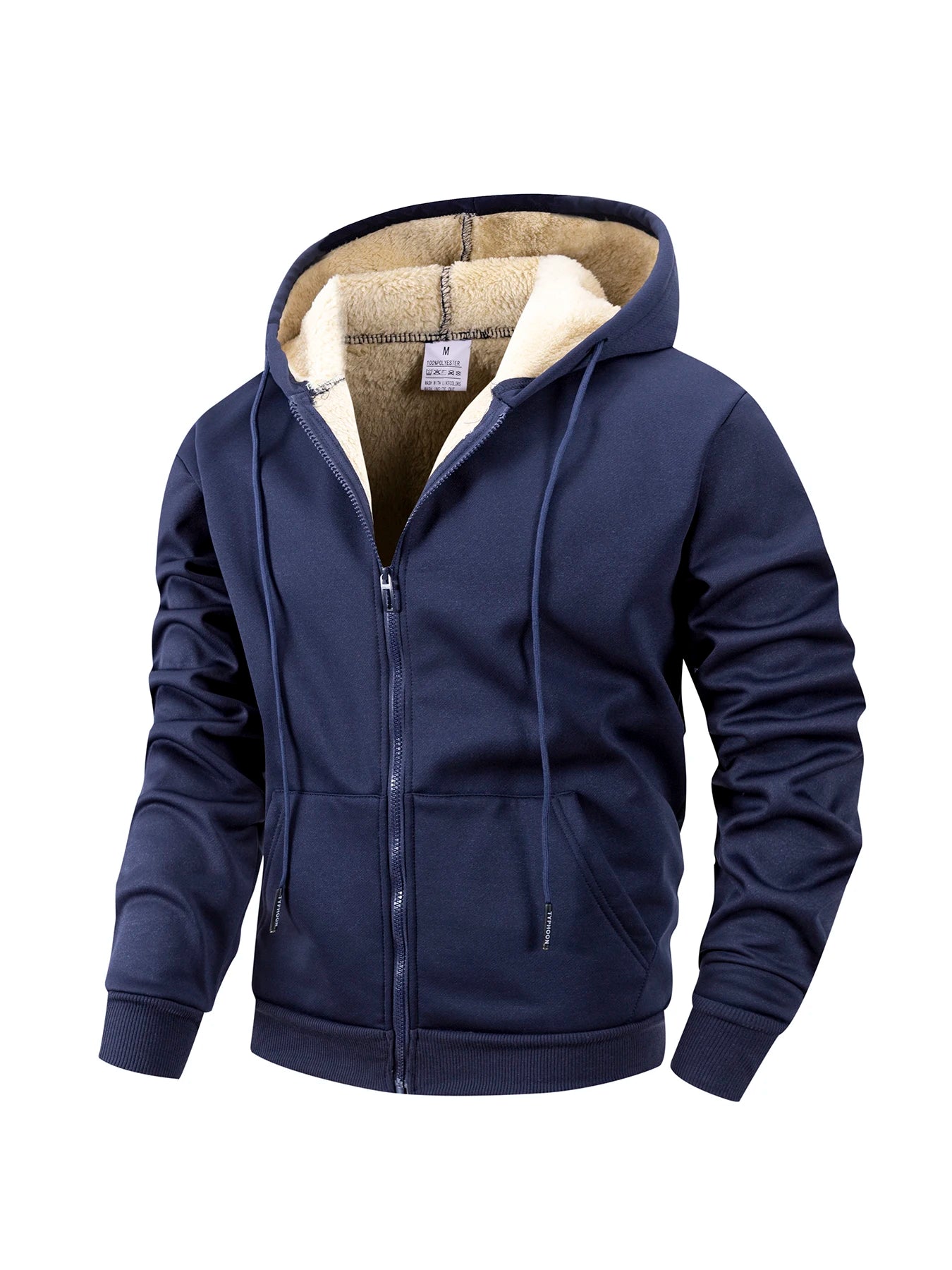 Winter Men's Zipper Jacket Fleece Warm Windproof Hoodies