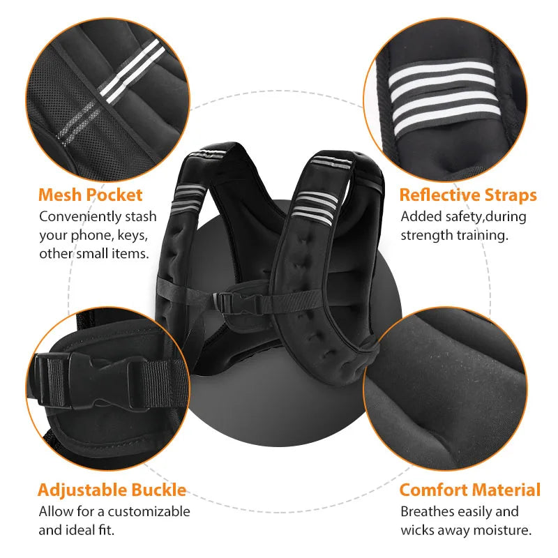 12lb Weight Vest with Reflective Stripe for Workout,