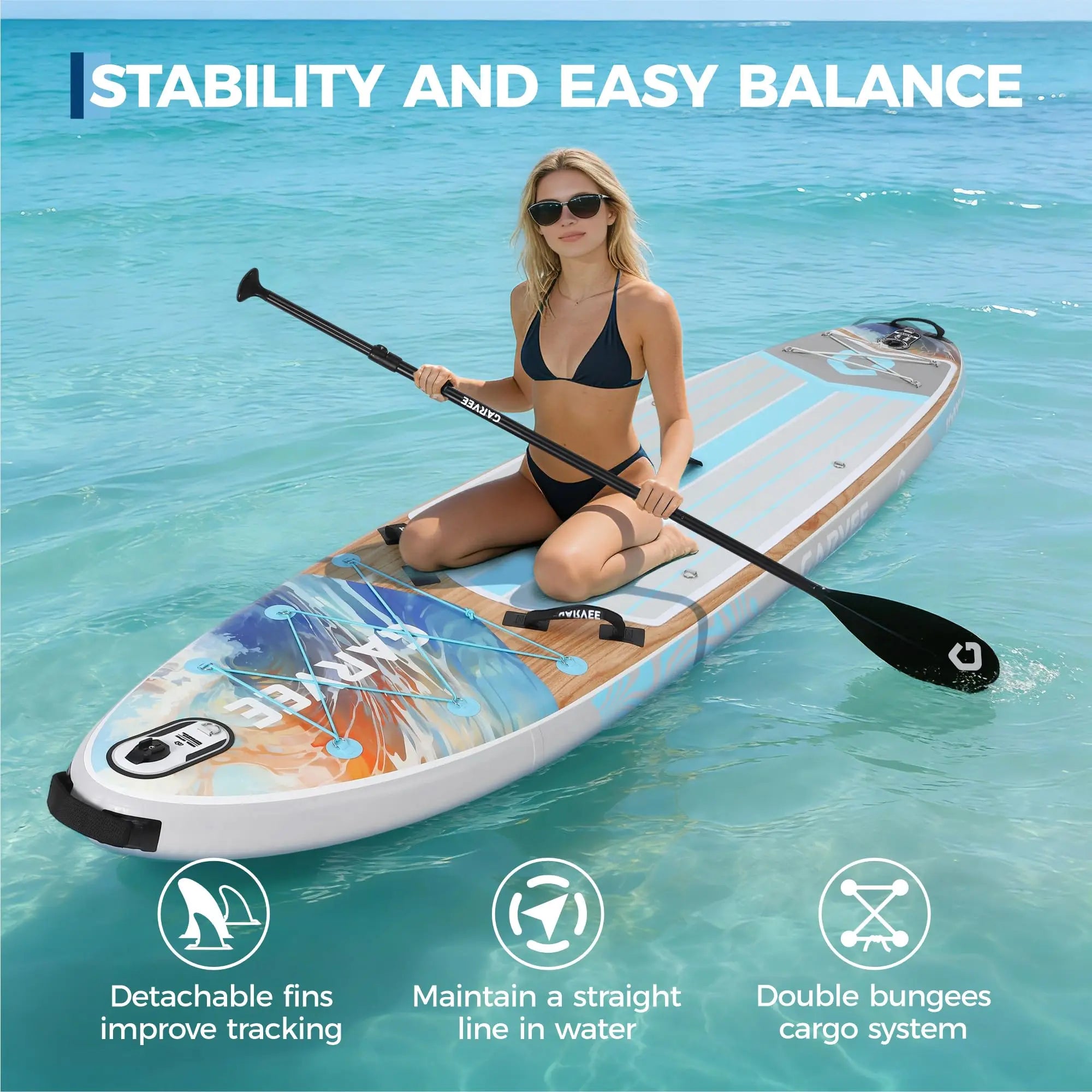 10.6 Ft Inflatable Stand Up Paddle Board 450LBS Capacity Wide.
