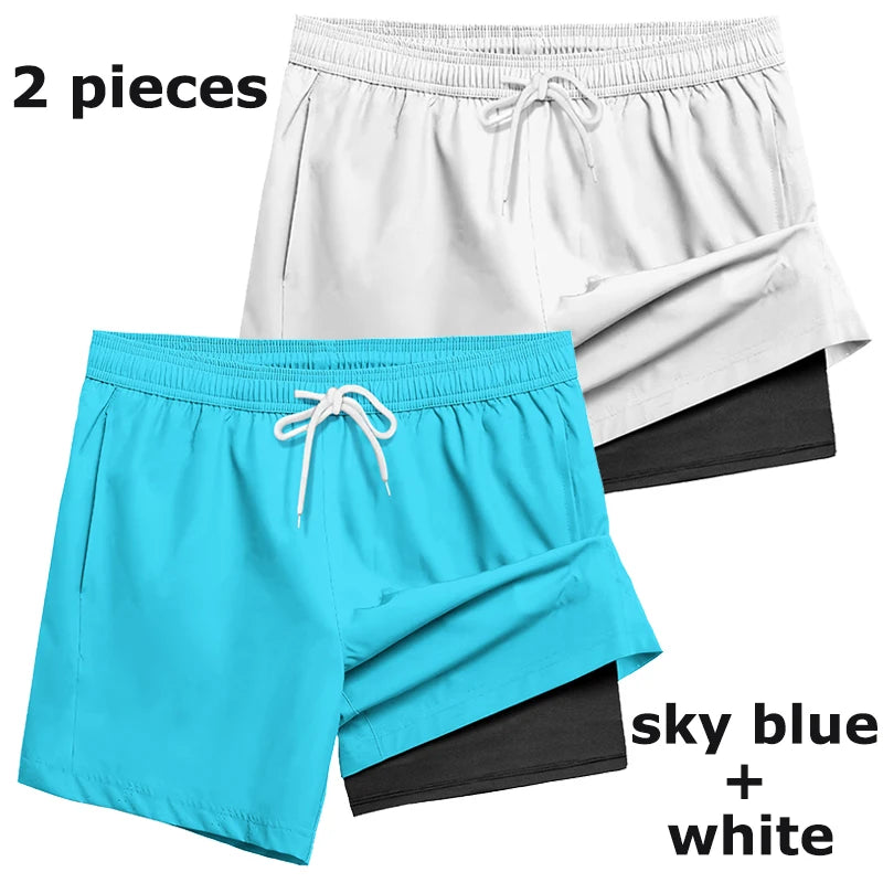Men's Swim Trunks with Compression Liner Phone Pocket.