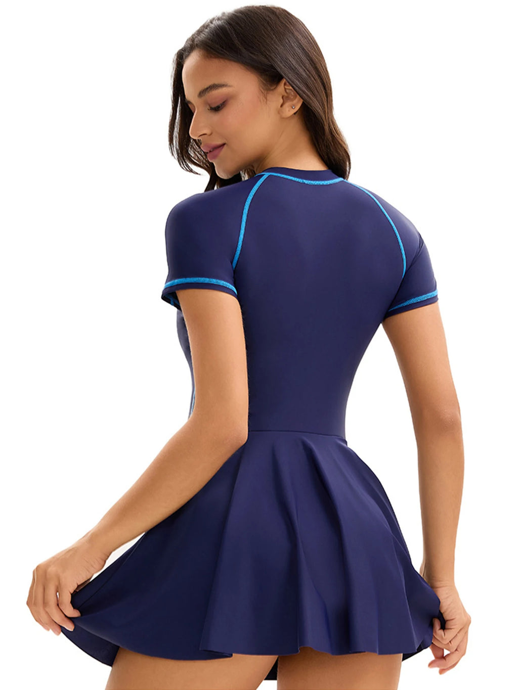 2026 New Short Sleeve One Piece Swimsuit Female Plus Size Swimwear.