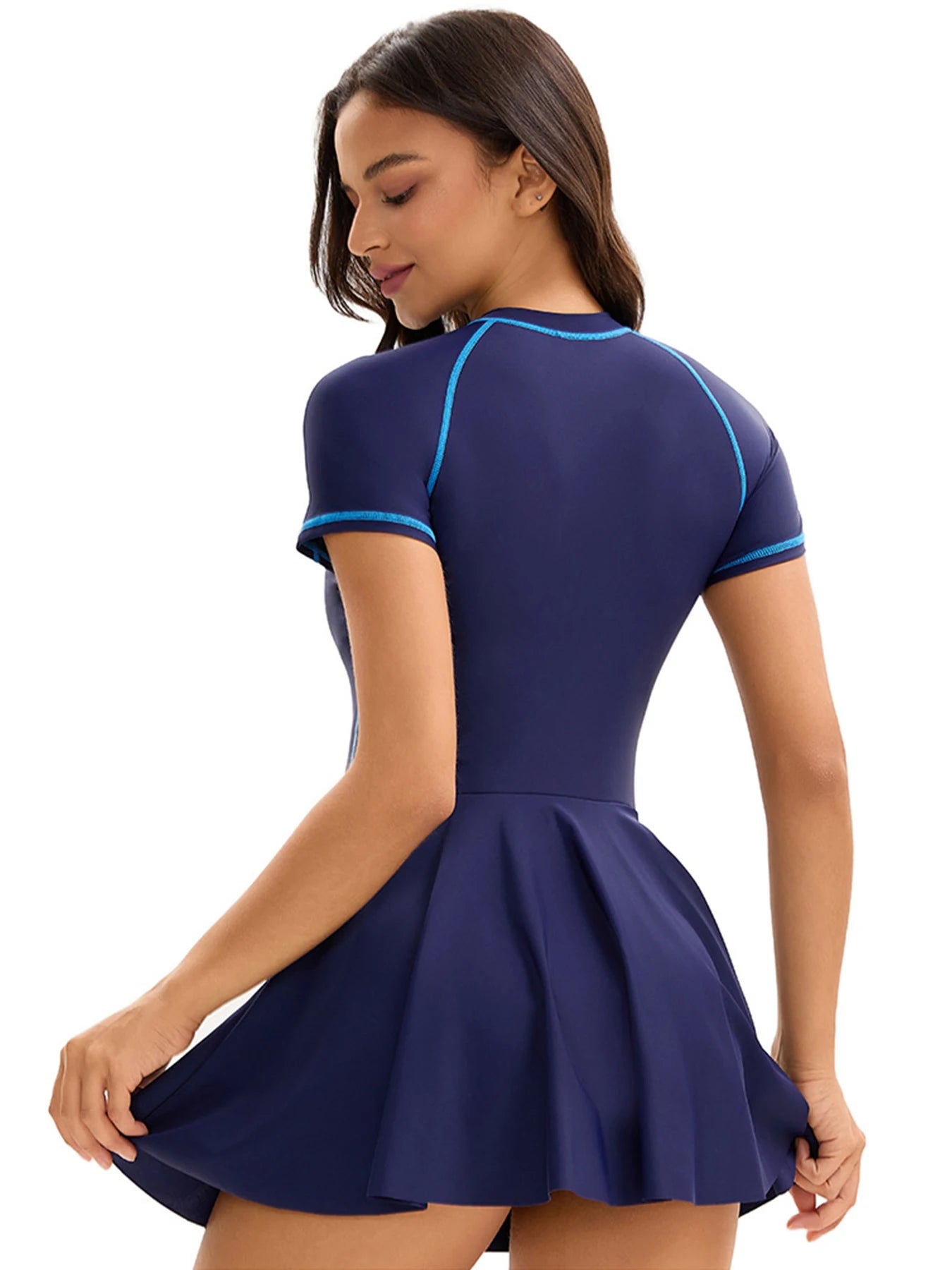 2026 New Short Sleeve One Piece Swimsuit Female Plus Size Swimwear.
