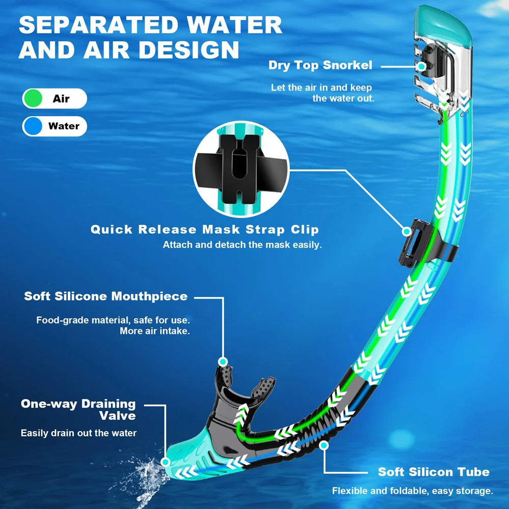 Full Dry Snorkel Easy-Breath Diving Snorkel.
