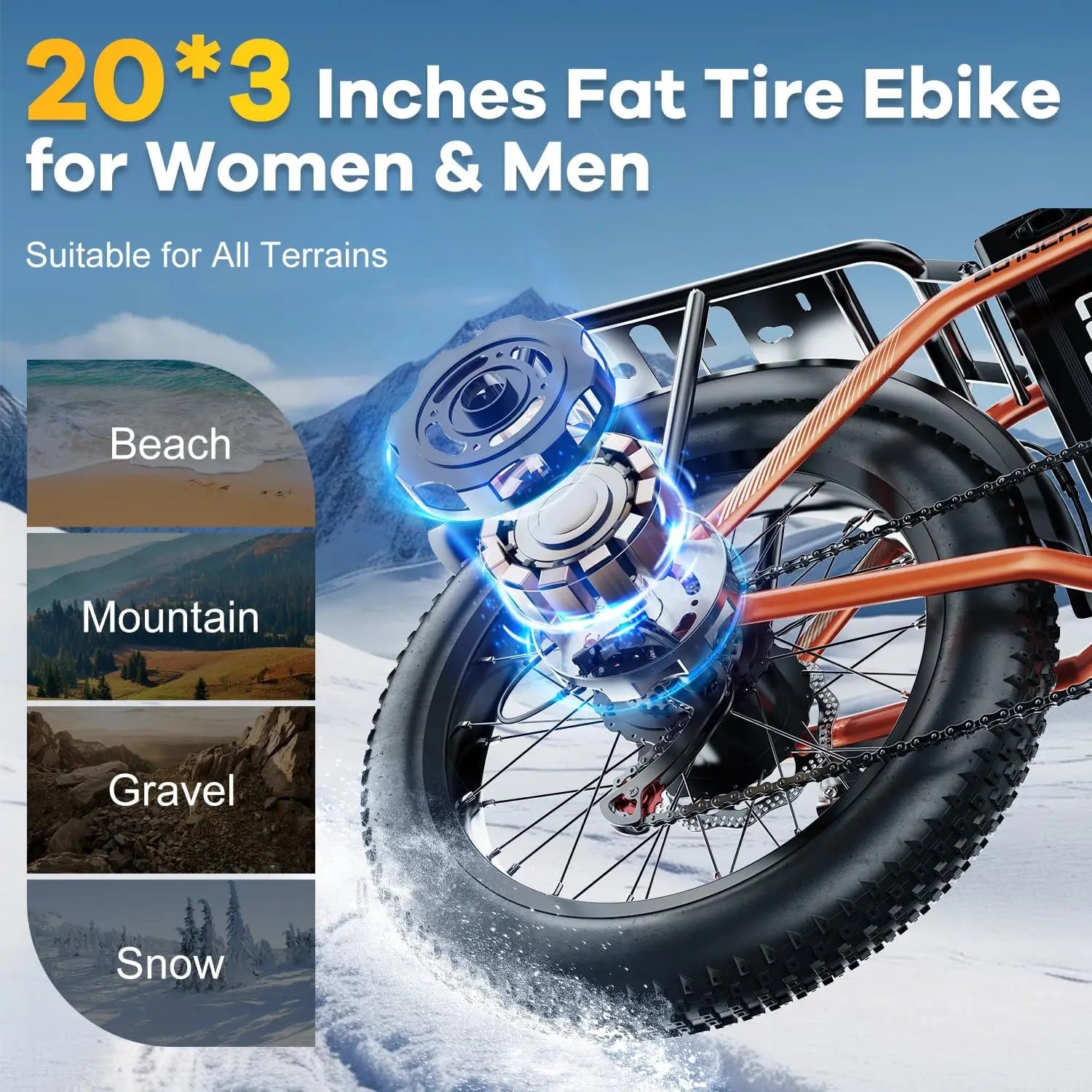 1000W ebike for adults, 20A Large Removable Battery, Foldable Electric Bike, 20" Fat Tire bike for all Terrain Mars700
