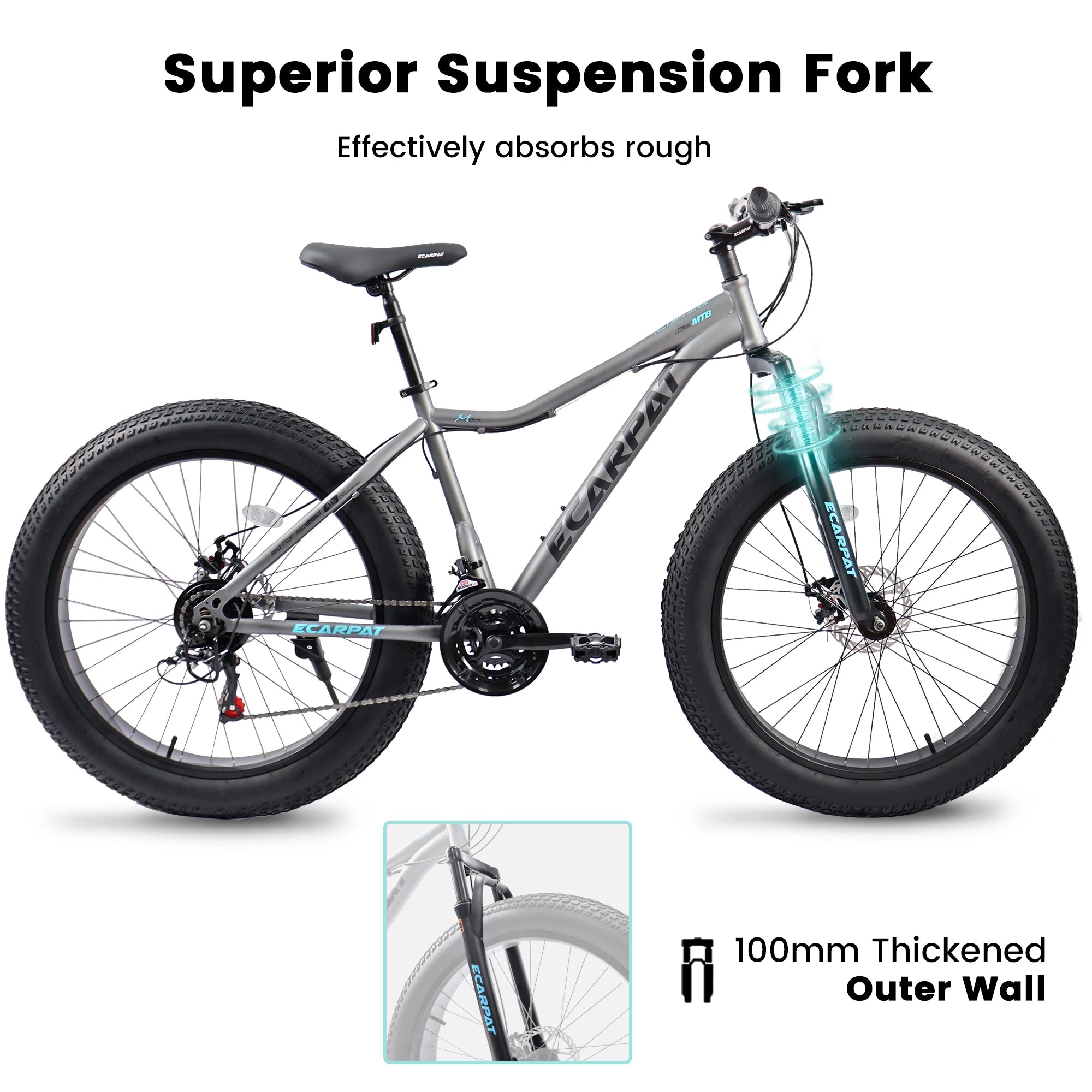26 Inch Mountain Bike, 4-Inch Wide Fat Tire Snow Mountain Bikes.