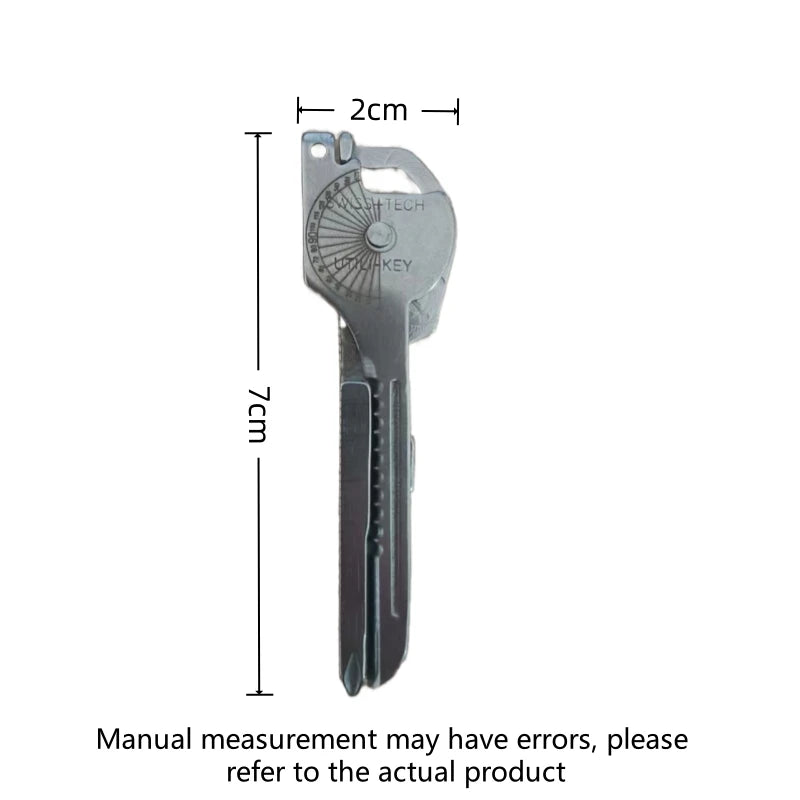 8-in-1 Multi-Tool Keychain for Camping & Survival.