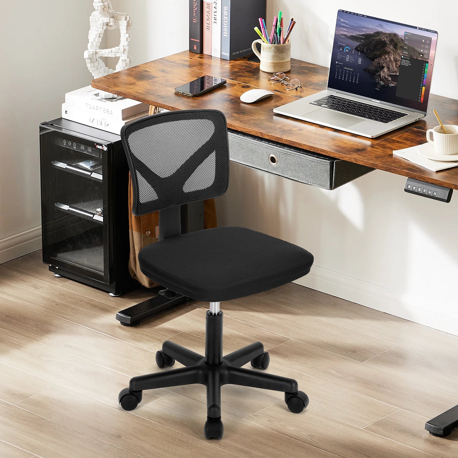 JHK Mesh with Lumbar Support Armless Office Chair