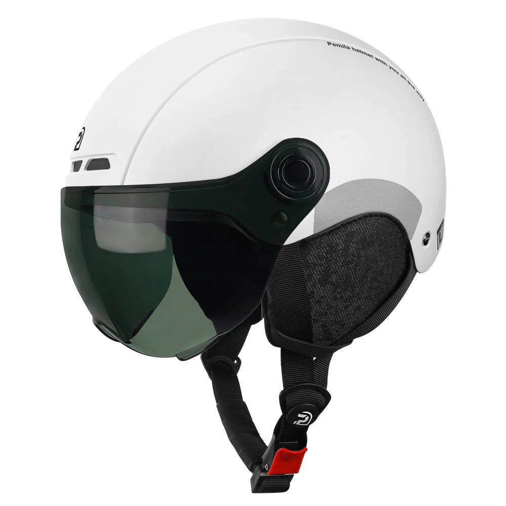 PEMILA Cycling Helmet With Goggles Lens Ear Protection.