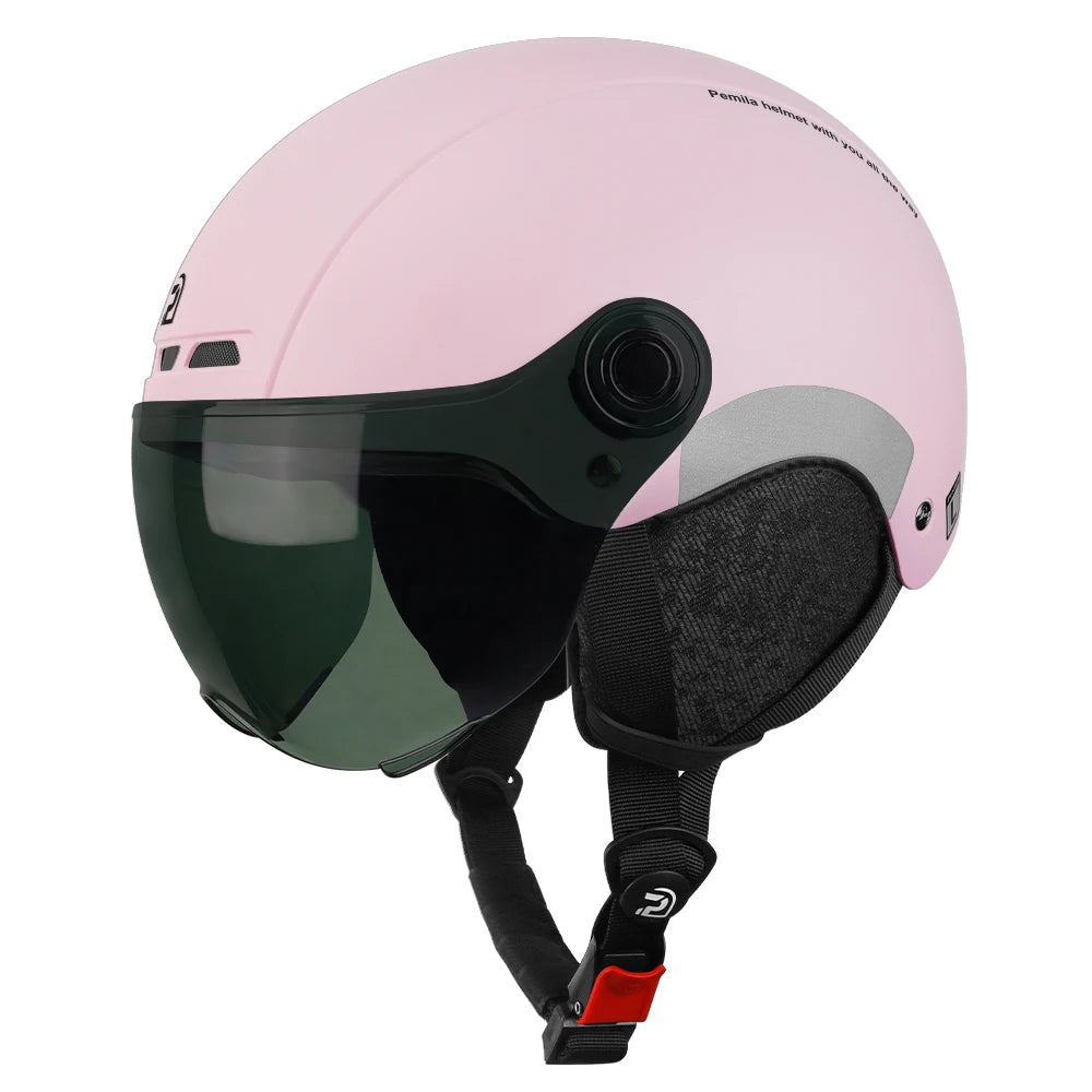 PEMILA Cycling Helmet With Goggles Lens Ear Protection.