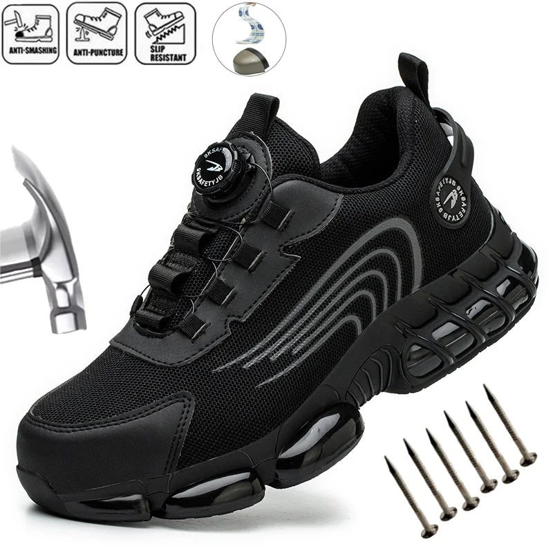 Unisex Rotating Button Safety Shoes Men For Work Sneakers Shoes