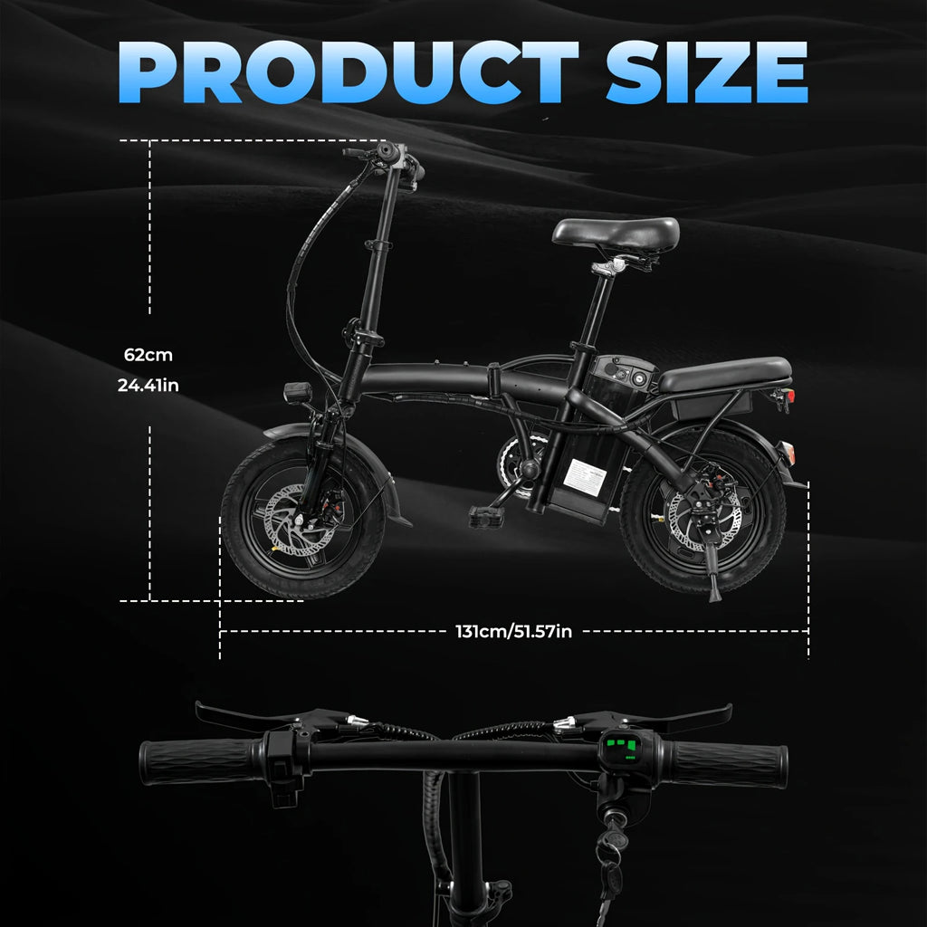 Adult and adolescent folding electric bicycles.