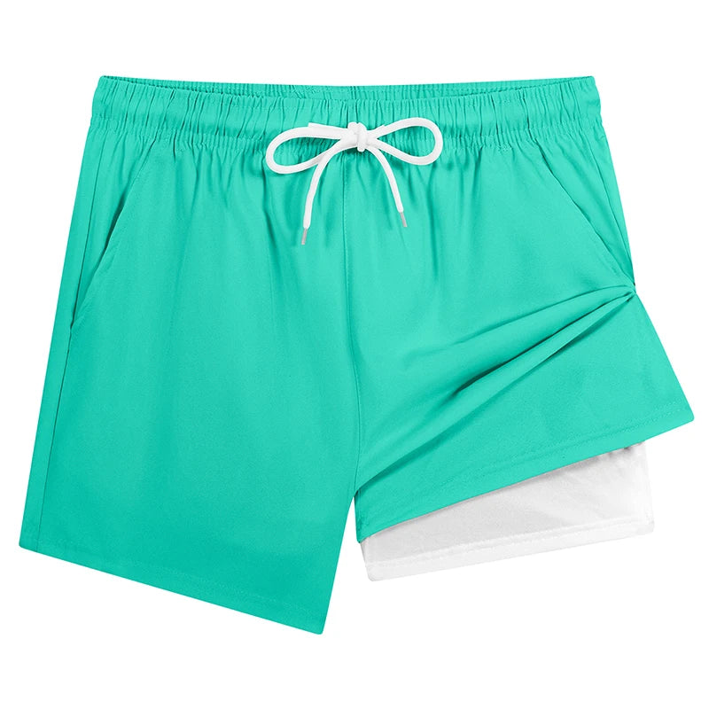Men's Swim Trunks with Compression Liner Phone Pocket.