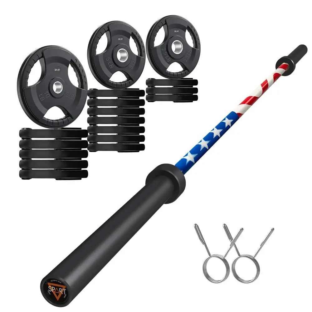 Olympic Barbell Bar with Weight Plate Set Combo,