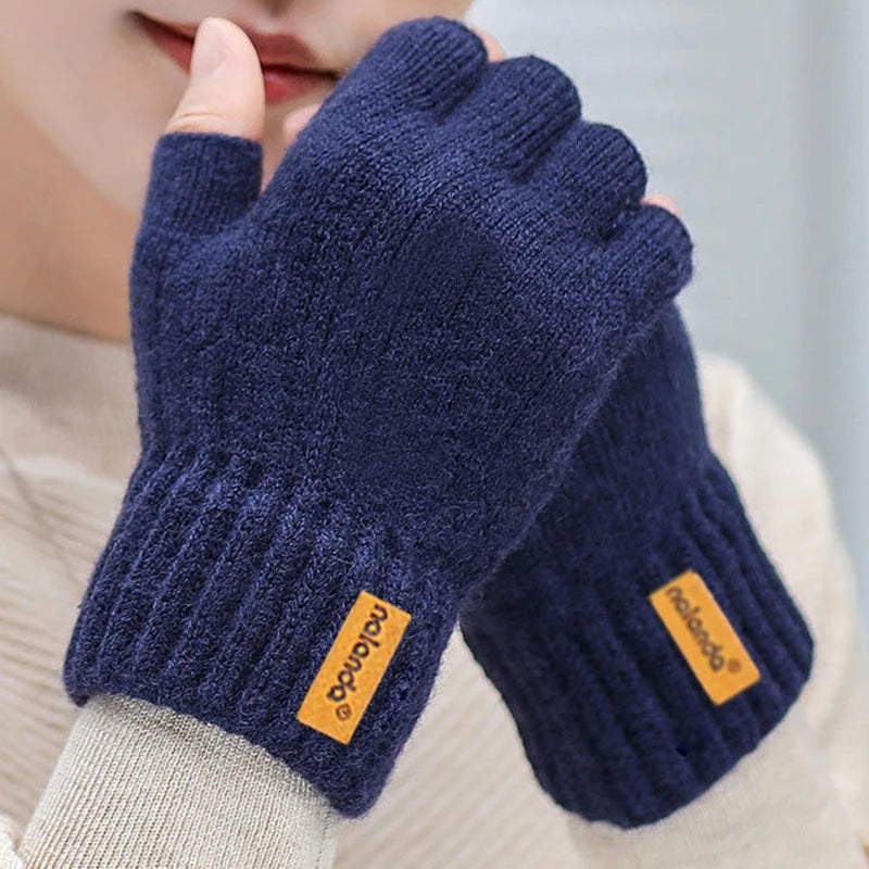 Winter Autumn Knitted gloves Warm Plush Fingerless gloves for men & Women