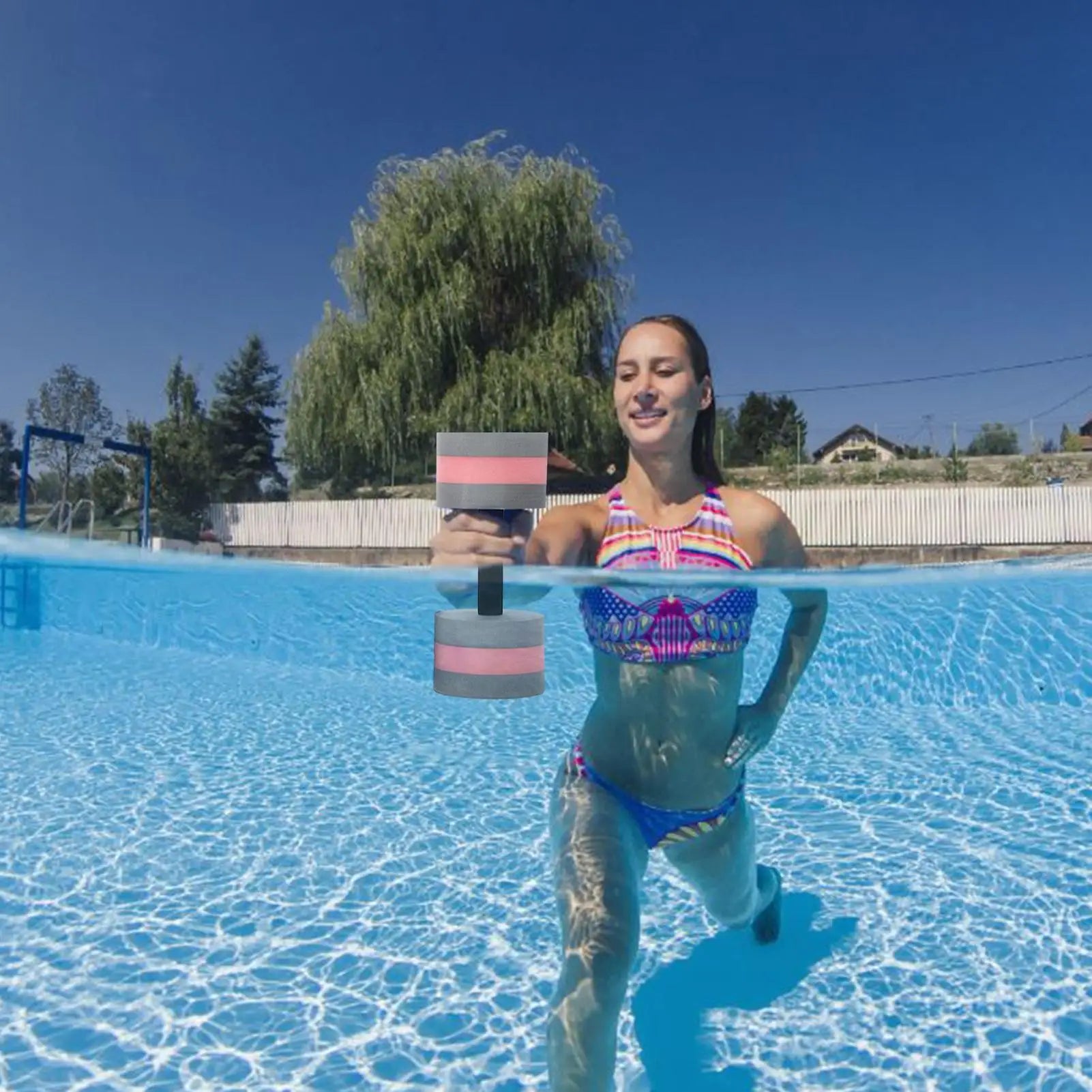 2pcs EVA Water Foam Floating Dumbbell Swimming Pool.