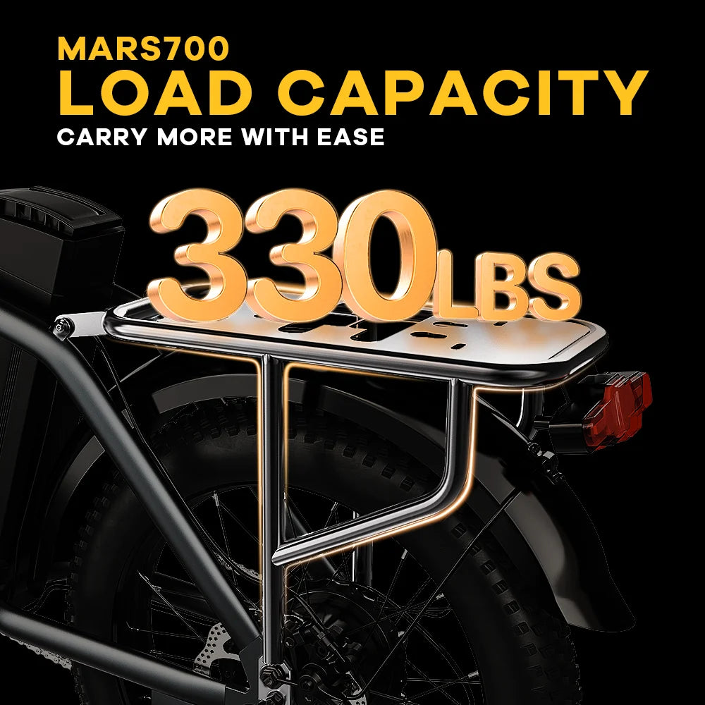1000W ebike for adults, 20A Large Removable Battery, Foldable Electric Bike, 20" Fat Tire bike for all Terrain Mars700