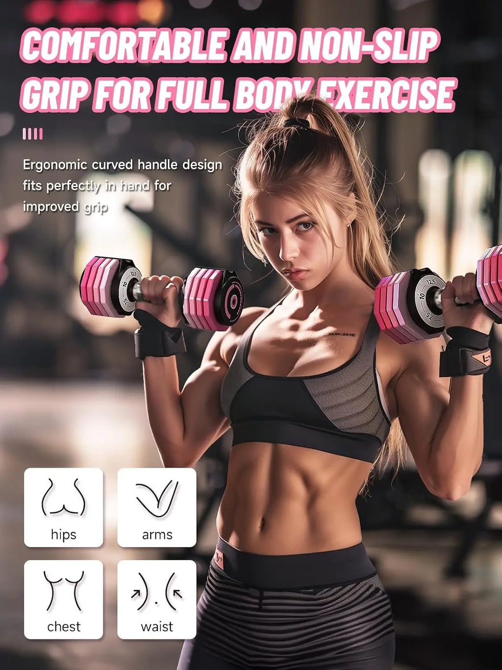 Adjustable Dumbbells Set 12.5LB Pair, 1-Sec Fast Adjustable 5 Free Weights, Premium Comfort Non-slip Metal Handle.