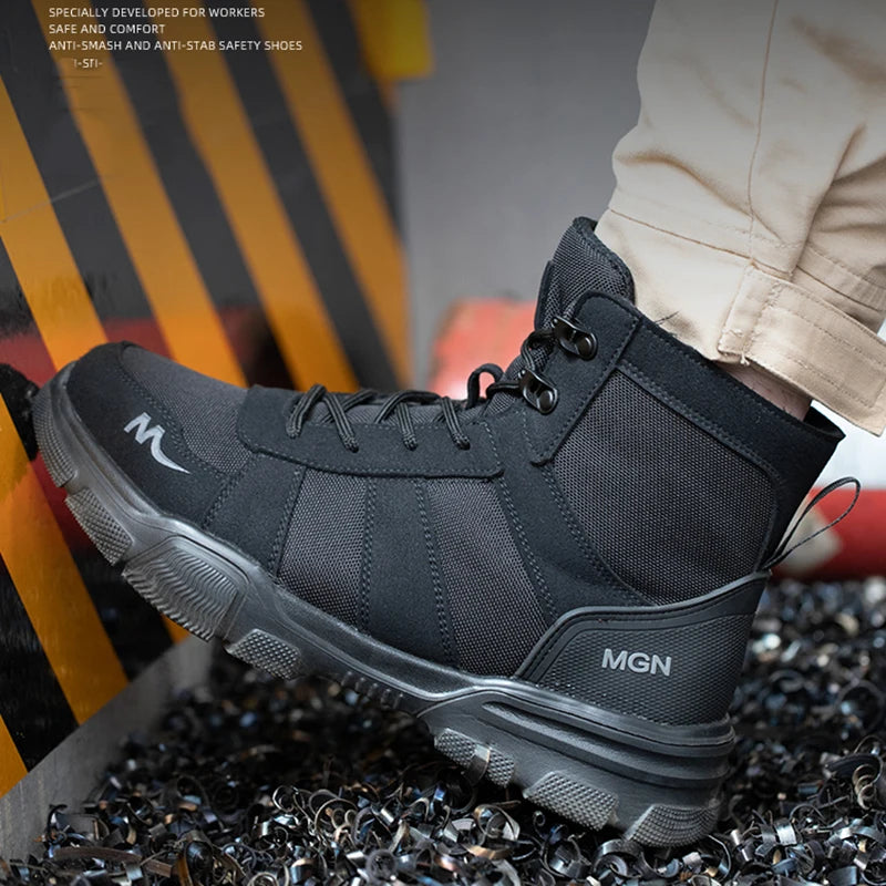 Work Boots Indestructible Safety Shoes Men Steel Toe Shoes