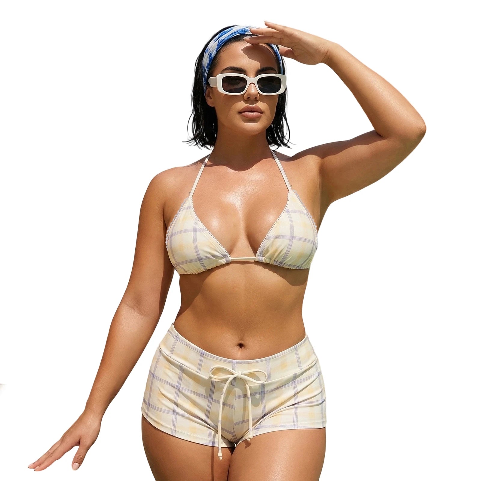 Women Halter Neck Triangle Bikini Sets Vintage 90s.