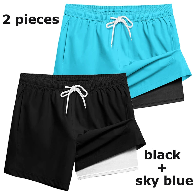 Men's Swim Trunks with Compression Liner Phone Pocket.