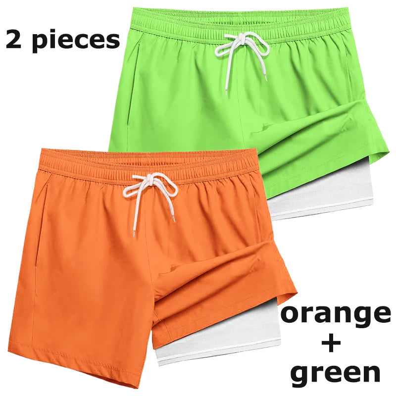 Men's Swim Trunks with Compression Liner Phone Pocket.