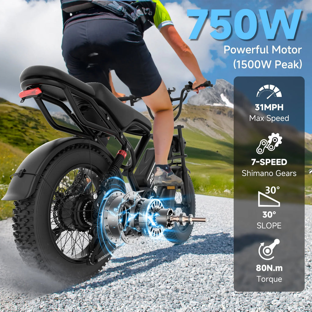 AP20 Electric Bike 1500W 20" Fat Tire 31mph Top Speed.