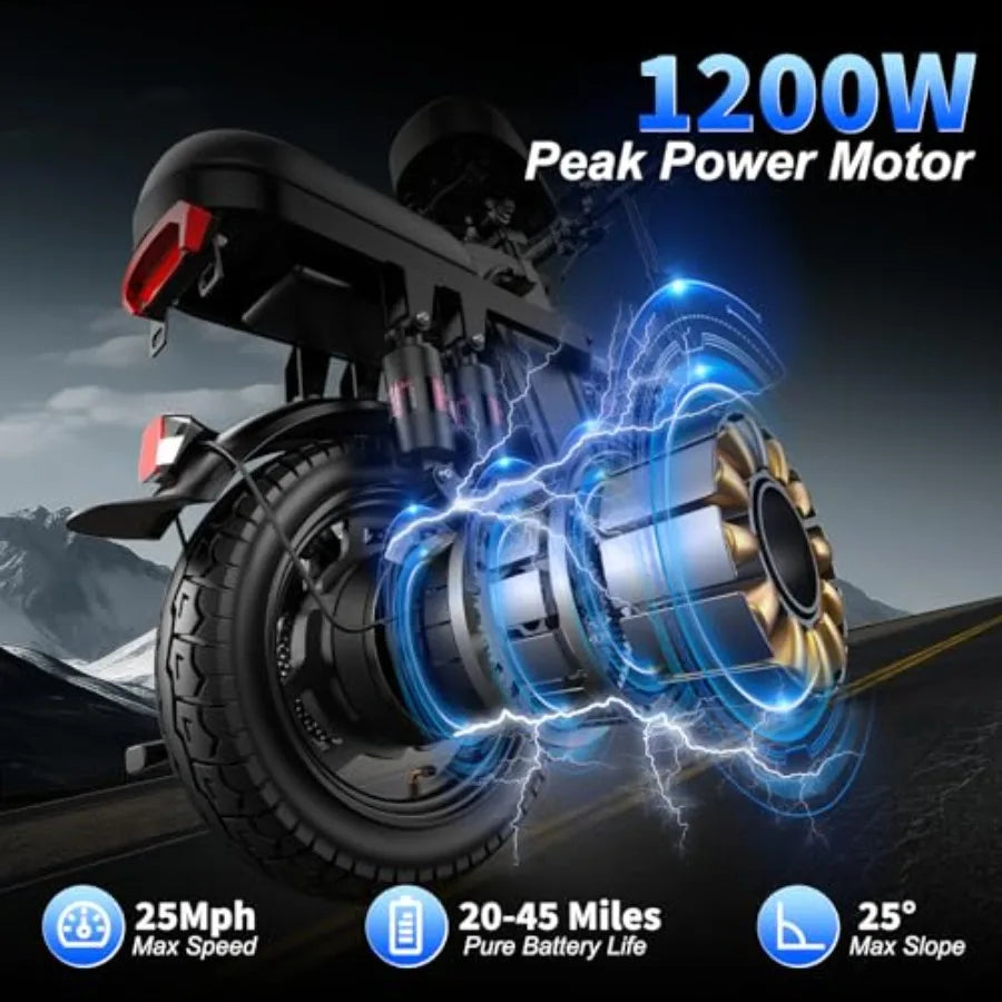 Folding Electric Bikes for Adults: 1200W Peak Power 25 MPH Speed 48V 10Ah Battery.