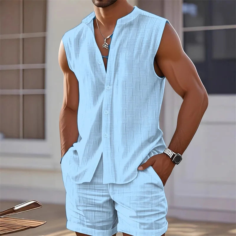 2025 New Men's Vest Shirt, Sleeveless Top and Shorts.