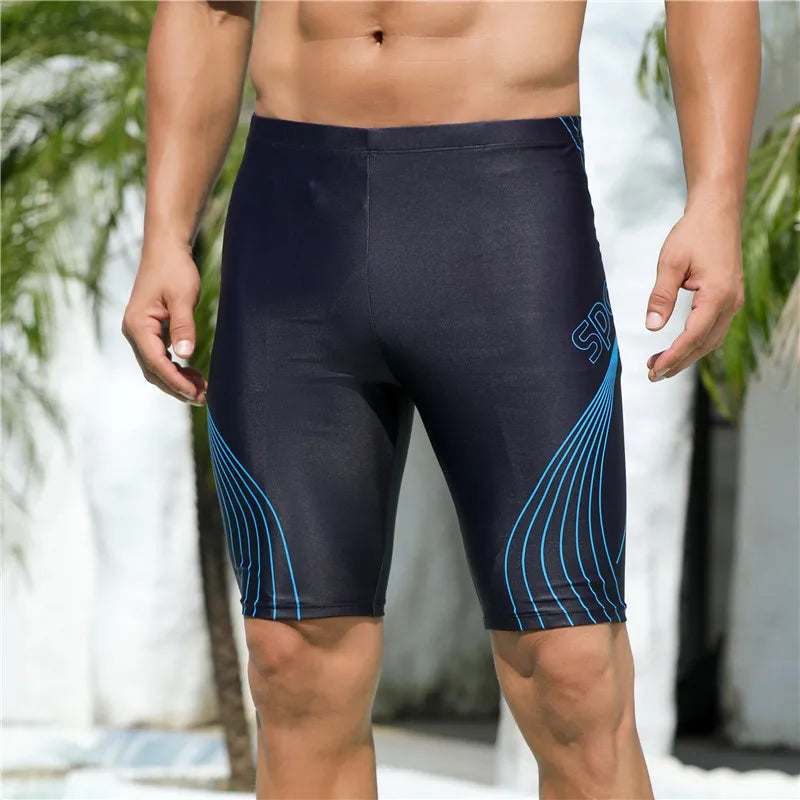 Men's Sportswear Quick-Dry Knee-Length Swimming Shorts.