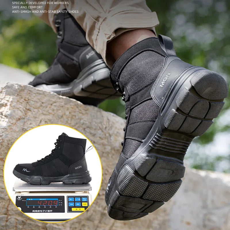 Work Boots Indestructible Safety Shoes Men Steel Toe Shoes